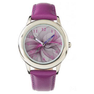 Elegant Chaos Modern Abstract Pink Fractal Art Watch