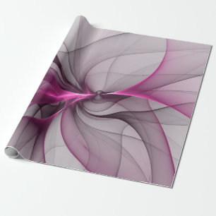 Elegant Chaos Modern Abstract Pink Fractal Art Wrapping Paper