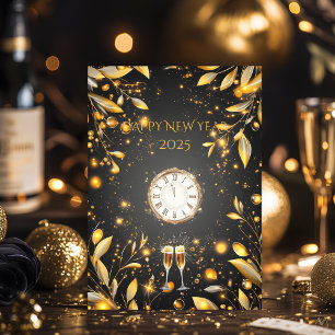 Elegant Charcoal and Gold New Year Eve Countdown Invitation