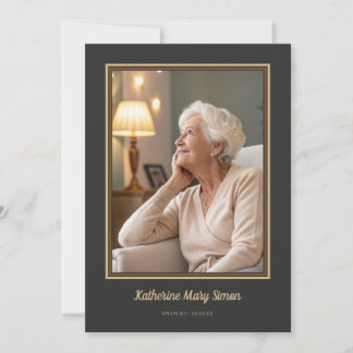 Elegant Charcoal Beige Funeral Memorial Invitation