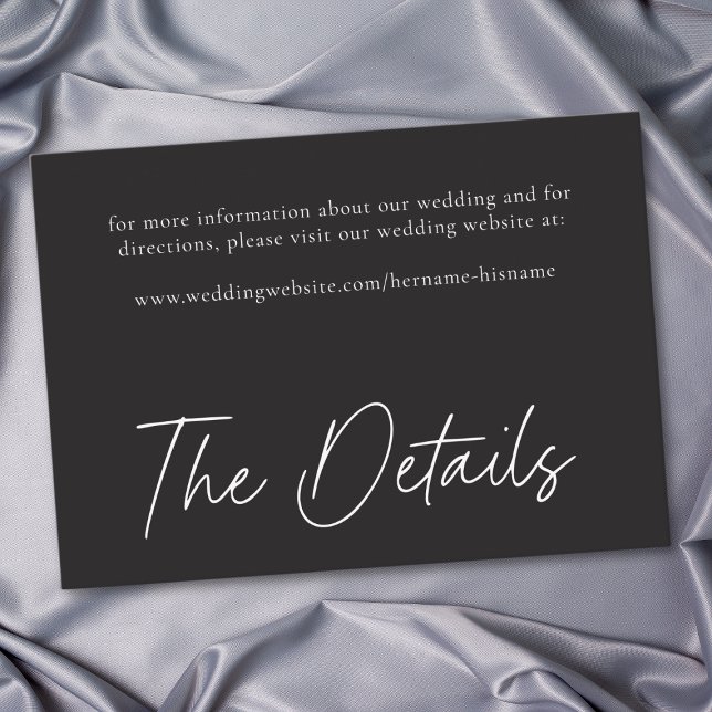 Elegant Charcoal Black Minimalist Wedding Enclosure Card (Elegant Charcoal Black Minimalist Wedding Enclosure Card)