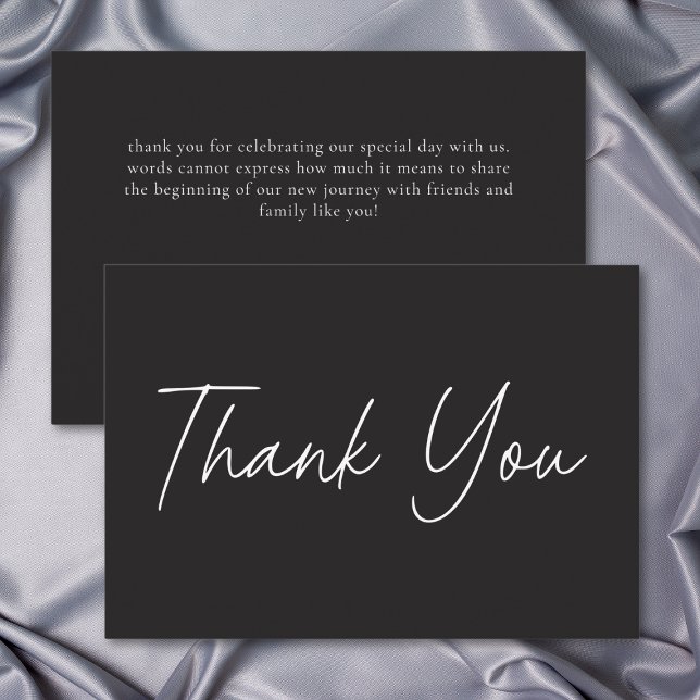 Elegant Charcoal Black Minimalist Wedding Thank You Card (Elegant Charcoal Black Minimalist Wedding Thank You Card)