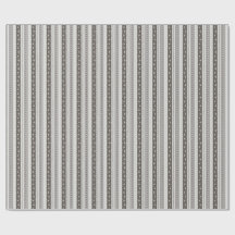 Elegant Charcoal & Cream Scallop Floral Stripe
