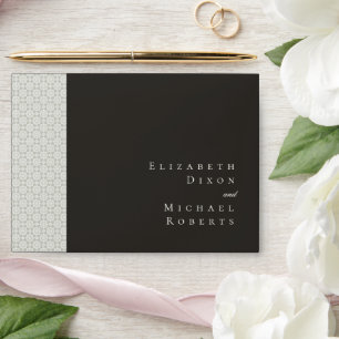 Elegant Charcoal Damask Gold Foil Wedding Envelope