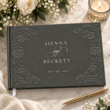 Elegant Charcoal Embossed Minimalist Floral