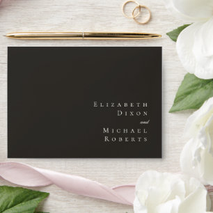 Elegant Charcoal Gold Minimalist Wedding Envelope