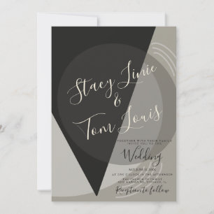 Elegant Charcoal Gray Geometrical Wedding Invitation