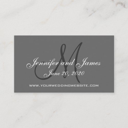 Elegant Charcoal Gray Wedding Website Card Business Cards
