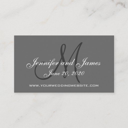 Customizable Elegant Charcoal Gray Wedding Website Card Business Cards