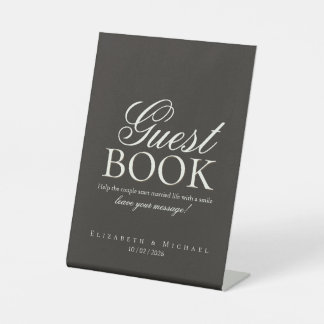 Elegant Charcoal Minimal Guest Book Tabletop sign