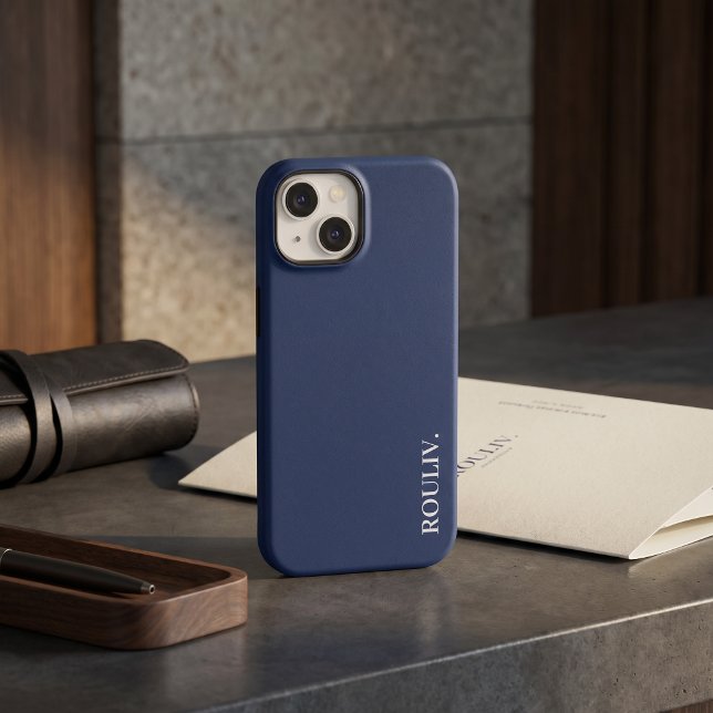 Elegant Charcoal Navy Minimalist ROULIV Case-Mate iPhone Case (Elegant Charcoal Navy Minimalist ROULIV Case-Mate iPhone Case)
