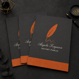 Elegant Charcoal Orange Notary Public Pocket Folder