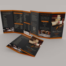 Elegant Charcoal Orange Notary Public Tri-Fold
