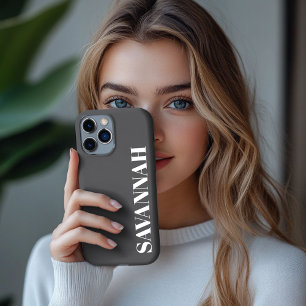 Elegant charcoal personalized name simple iPhone 13 pro max case