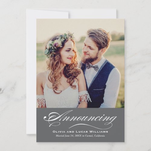 Marriage Announcement &amp; Reception | Charcoal Gray