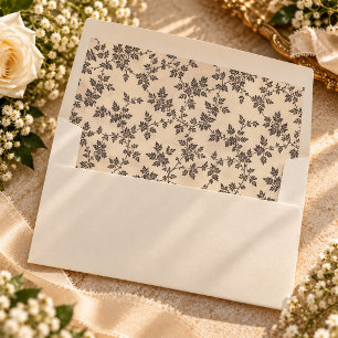 Elegant Charcoal Toile Wallpaper Floral Envelope Liner