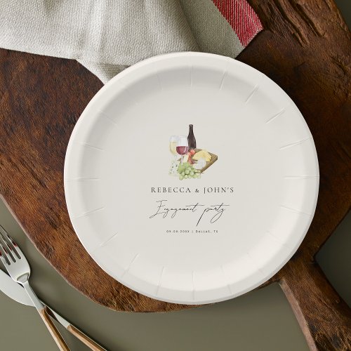Elegant Charcuterie Wine  Cheese Engagement Party Paper Plates