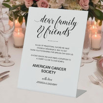 Elegant Charity Donation In Lieu Of Favors Wedding Pedestal Sign