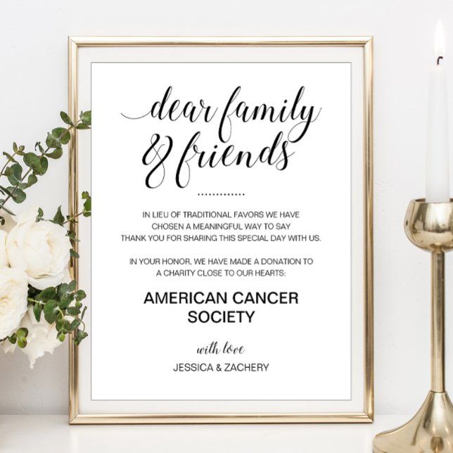 Elegant Charity Donation In Lieu Of Favors Wedding Poster (Creator Uploaded)