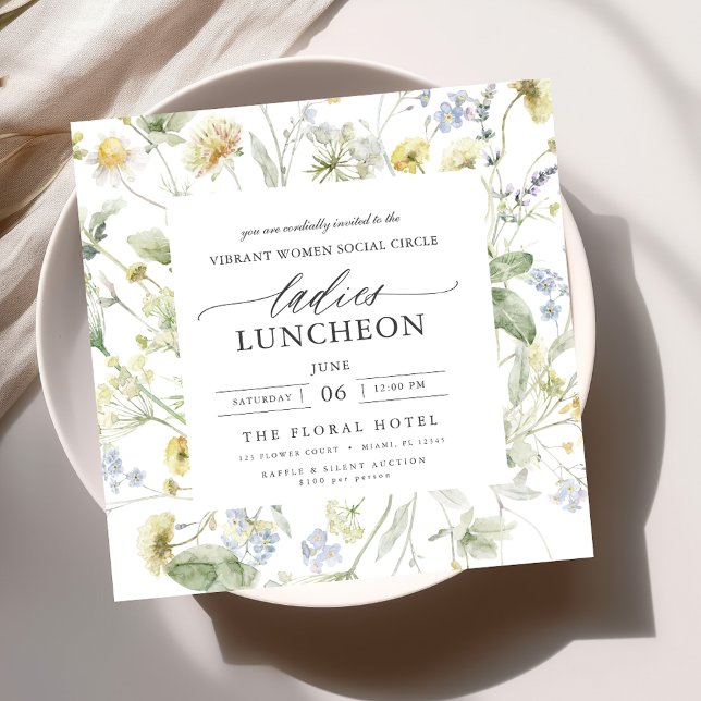 Elegant Charity Lunch Floral Wildflowers Invitation (Creator Uploaded)
