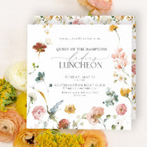 Elegant Charity Lunch Garden Flowers Watercolor Invitation