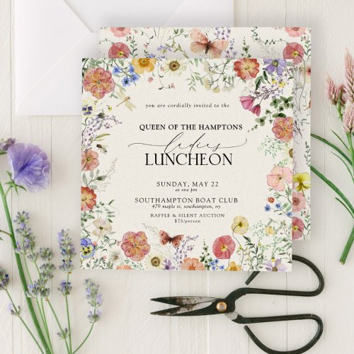 Elegant Charity Lunch Pressed Floral  Invitation