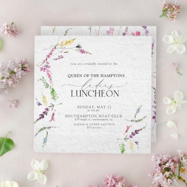Elegant Charity Lunch Watercolor Floral Invitation (Easily personalize with your unique details)