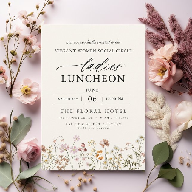 Elegant Charity Lunch Watercolor Wildflower Invitation (Creator Uploaded)
