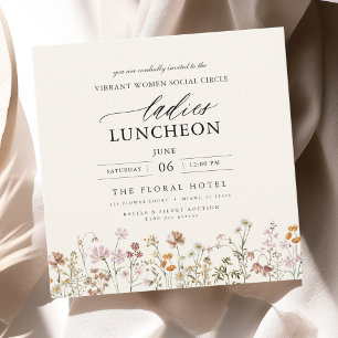 Elegant Charity Lunch Watercolor Wildflower Invitation