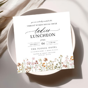 Elegant Charity Lunch Watercolor Wildflower Invitation