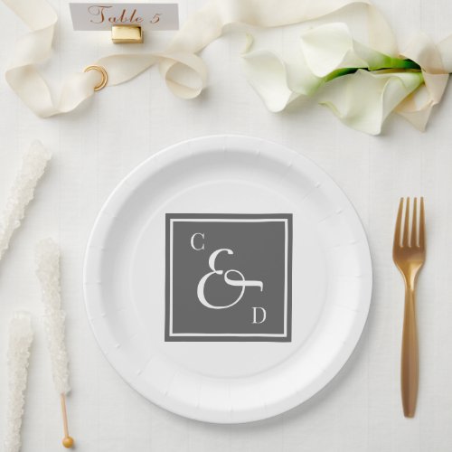 Elegant Charlotte B Monogram Wedding Paper Plates