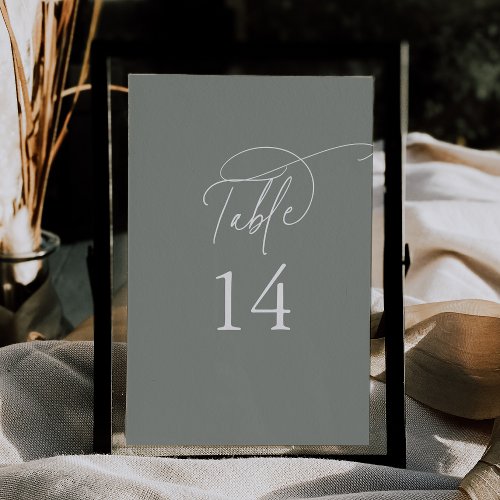 Elegant Charm 5x7 Dark Sage Wedding Table Numbers