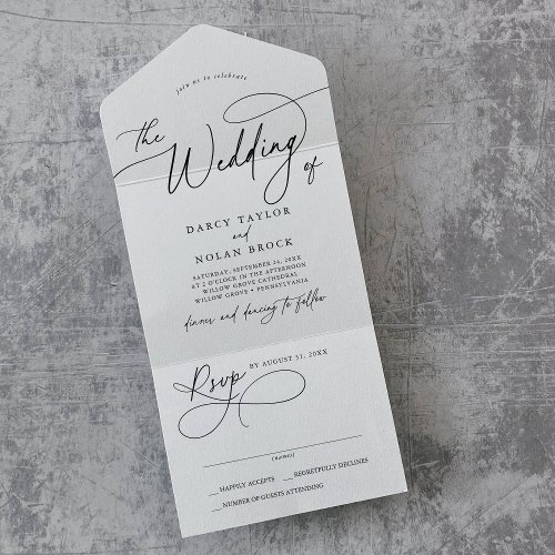 Elegant Charm All In One Wedding Invitations RSVP