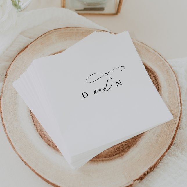 Elegant Charm Black and White Monogram Wedding Napkins (Elegant Charm Black and White Monogram Wedding Napkins)
