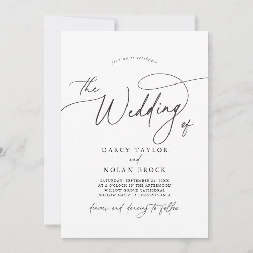 Elegant Charm Black and White Wedding Invitations