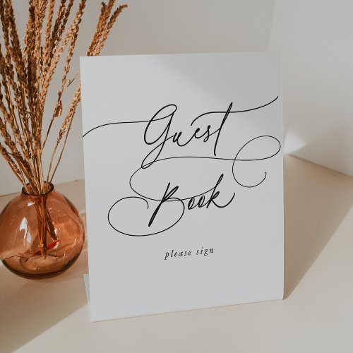 Elegant Charm Black White Wedding Guest Book Sign