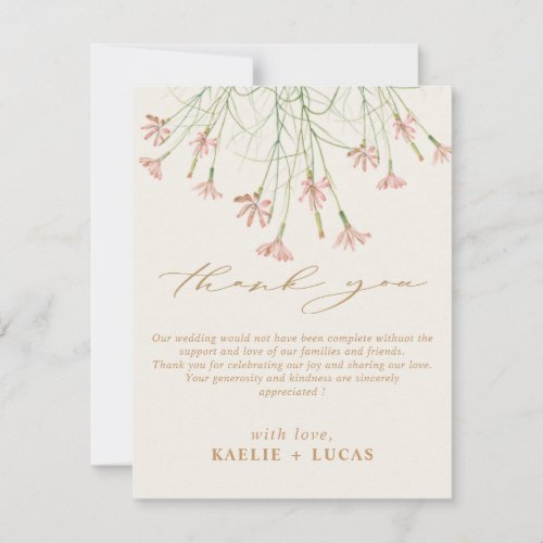 Elegant Charm Creamy Wild Flower Wedding  Thank You Card