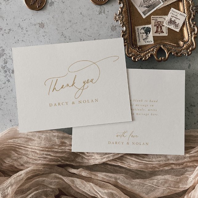 Elegant Charm Flat Ivory Wedding Thank You Cards (Creator Uploaded)