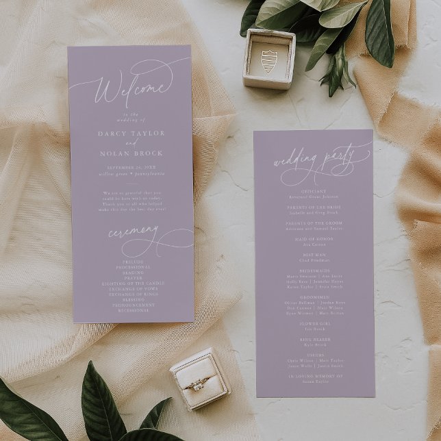 Elegant Charm Flat Lavender Purple Wedding Program (Creator Uploaded)