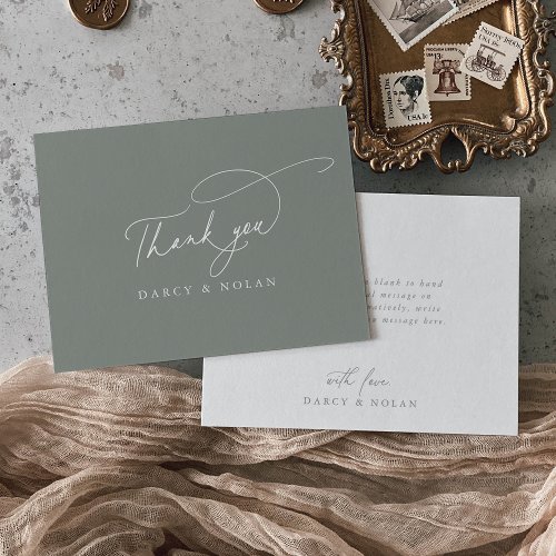 Elegant Charm Flat Sage Wedding Thank You Cards