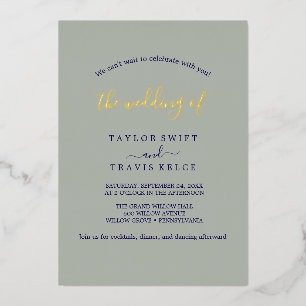 Elegant Charm Gold Foil Green Garden Wedding Invitation