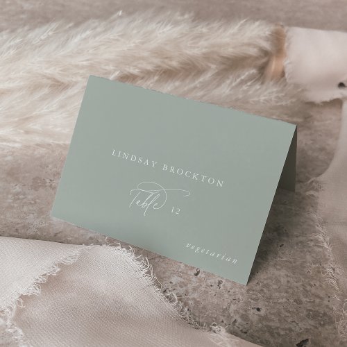 Elegant Charm Green Guest Name Wedding Place Cards