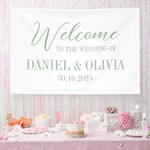 Elegant Charm Green Wildflower Wed Seating Charts Banner