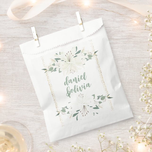 Elegant Charm Green Wildflower Wedding Favor Bag (Clipped)