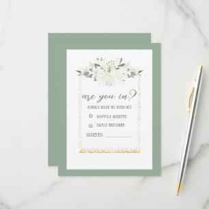 Elegant Charm Green Wildflower Wedding RSVP Card
