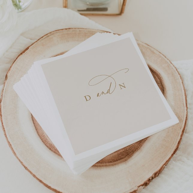 Elegant Charm Ivory and Gold Monogram Wedding Napkins (Elegant Charm Ivory and Gold Monogram Wedding Napkins)