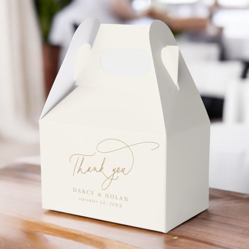 Elegant Charm Ivory and Gold Wedding Favor Boxes