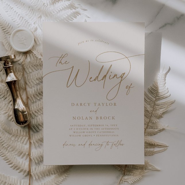 Elegant Charm Ivory and Gold Wedding Invitations (Creator Uploaded)