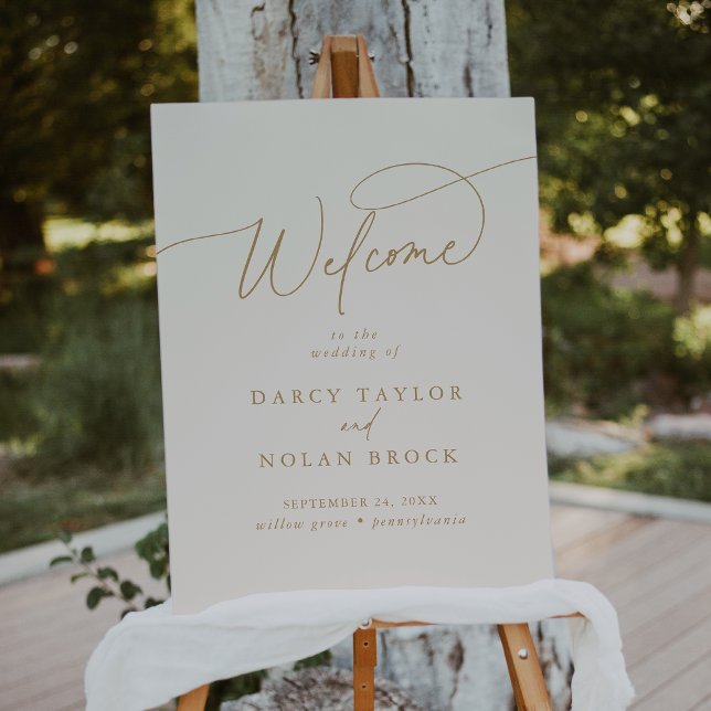 Elegant Charm Ivory and Gold Wedding Welcome Sign (Creator Uploaded)