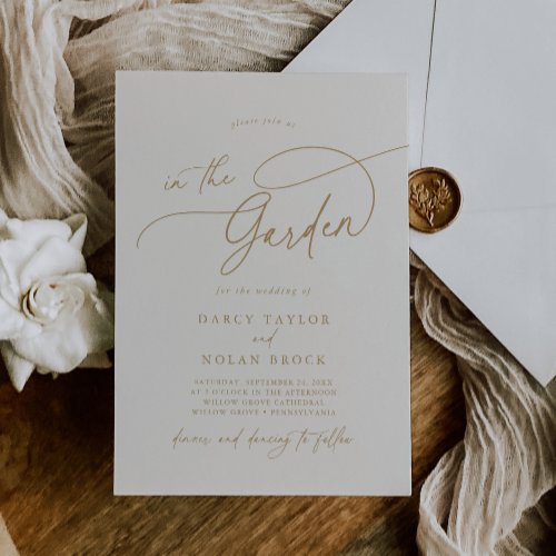 Elegant Charm Ivory Garden Wedding Invitations